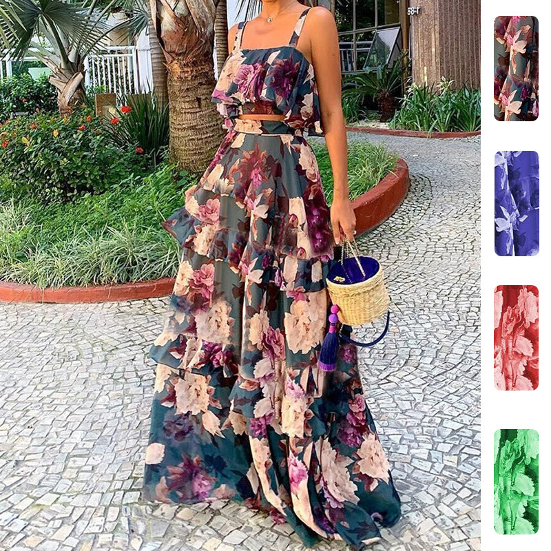 Women's Two Piece Outfits Flor - Romper Floral Print 评论和价格