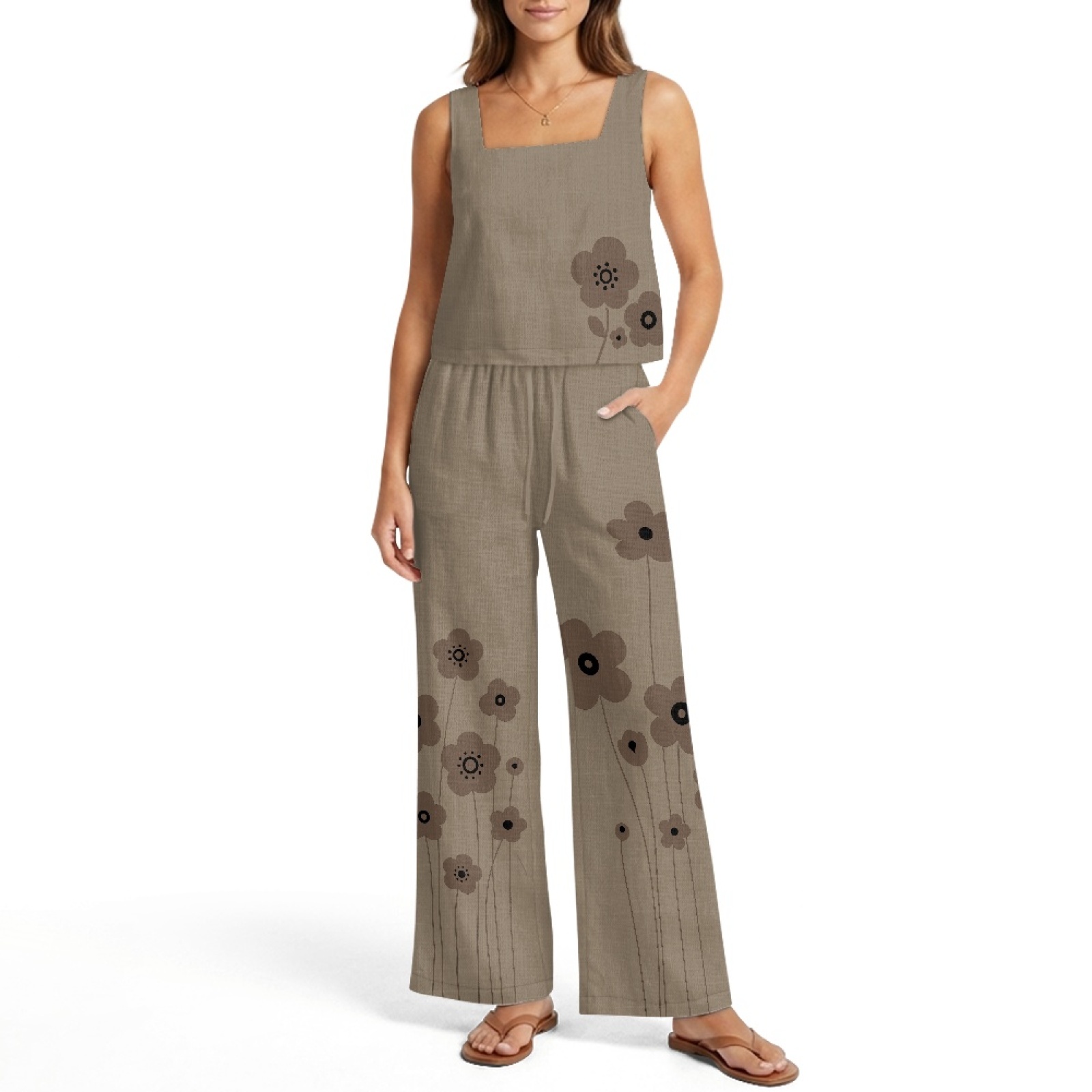 INSTANTARTS Women’s Linen Vest - Linen Pant Wide 评论和价格