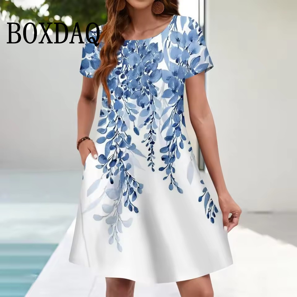 Women'S Casual Sundress Loose  - Romper Floral Print 评论和价格