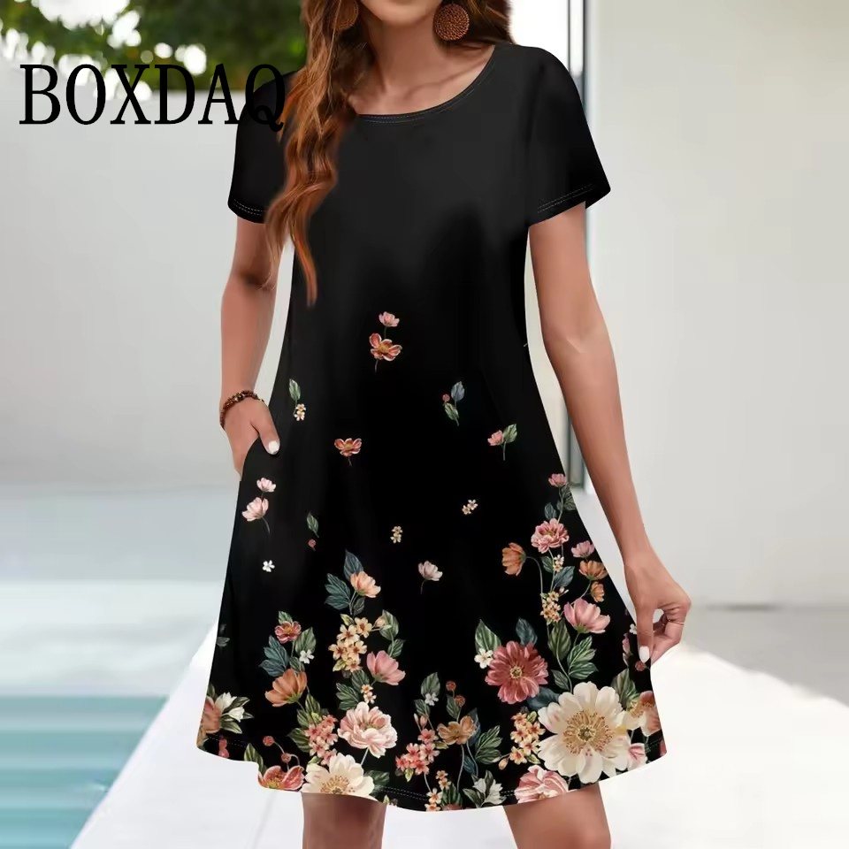Women'S Casual Sundress Loose  - Romper Floral Print 评论和价格
