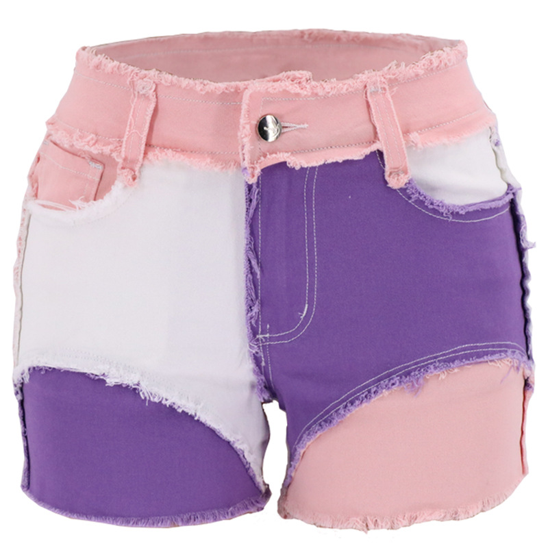 Fashion Mid-Waist Slim Fit Tor - Shorts Denim Frayed 评论和价格