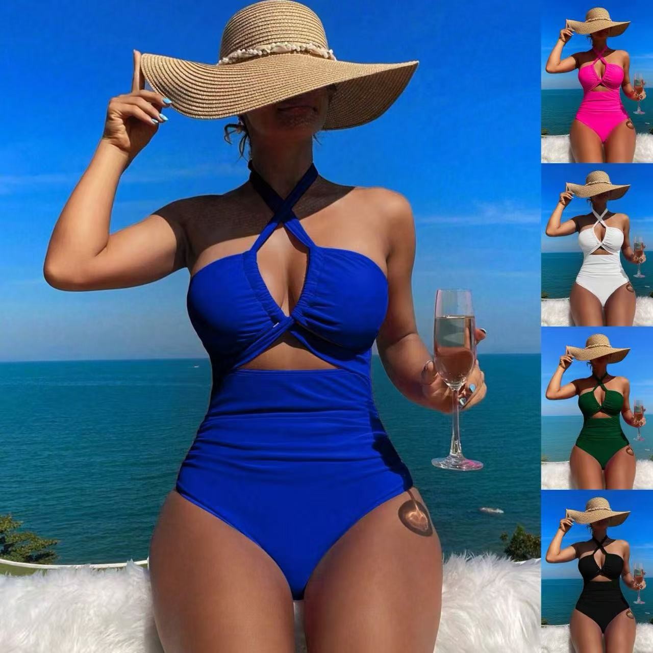 Women Swimsuit Halter Neck Sol - Swimsuit Bikini Ruched 评论和价格