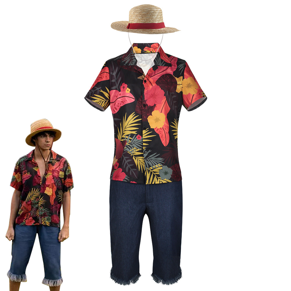 Men's Tropical Floral Shirt &  - Shorts Denim Frayed 评论和价格