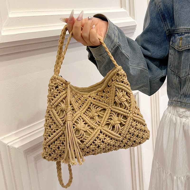 Fashion Woven Hollow Out Shoul - Crochet Bag Raffia 评论和价格