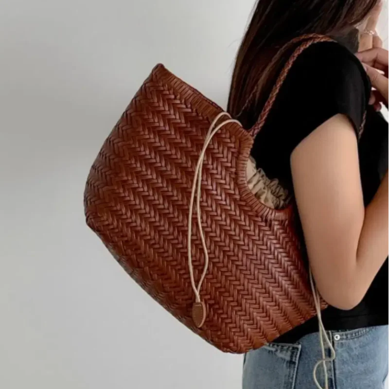 Brand Hand-woven Tote Bag Fren - Crochet Bag Raffia 评论和价格