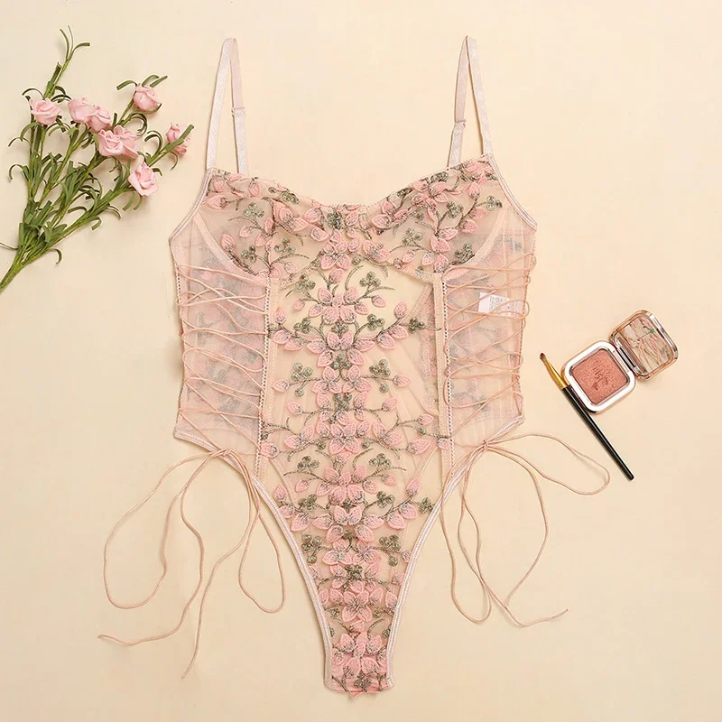 Women Sexy Lingerie Bodysuit F - Romper Floral Print 评论和价格