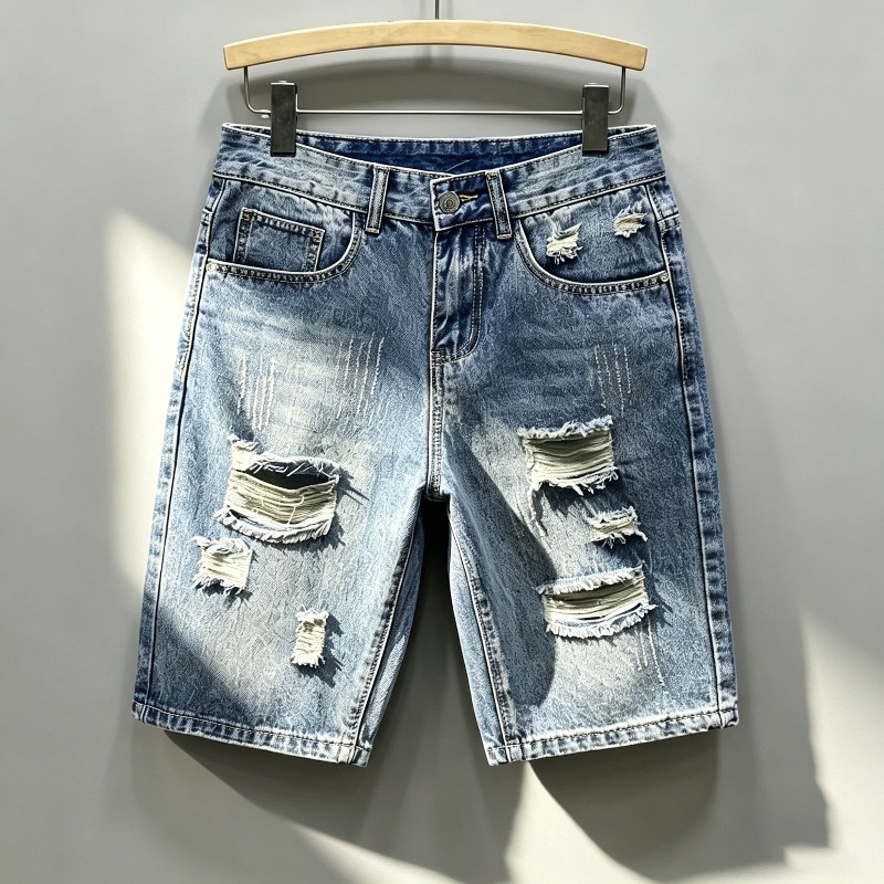 Men Korean Style Distressed De - Shorts Denim Frayed 评论和价格