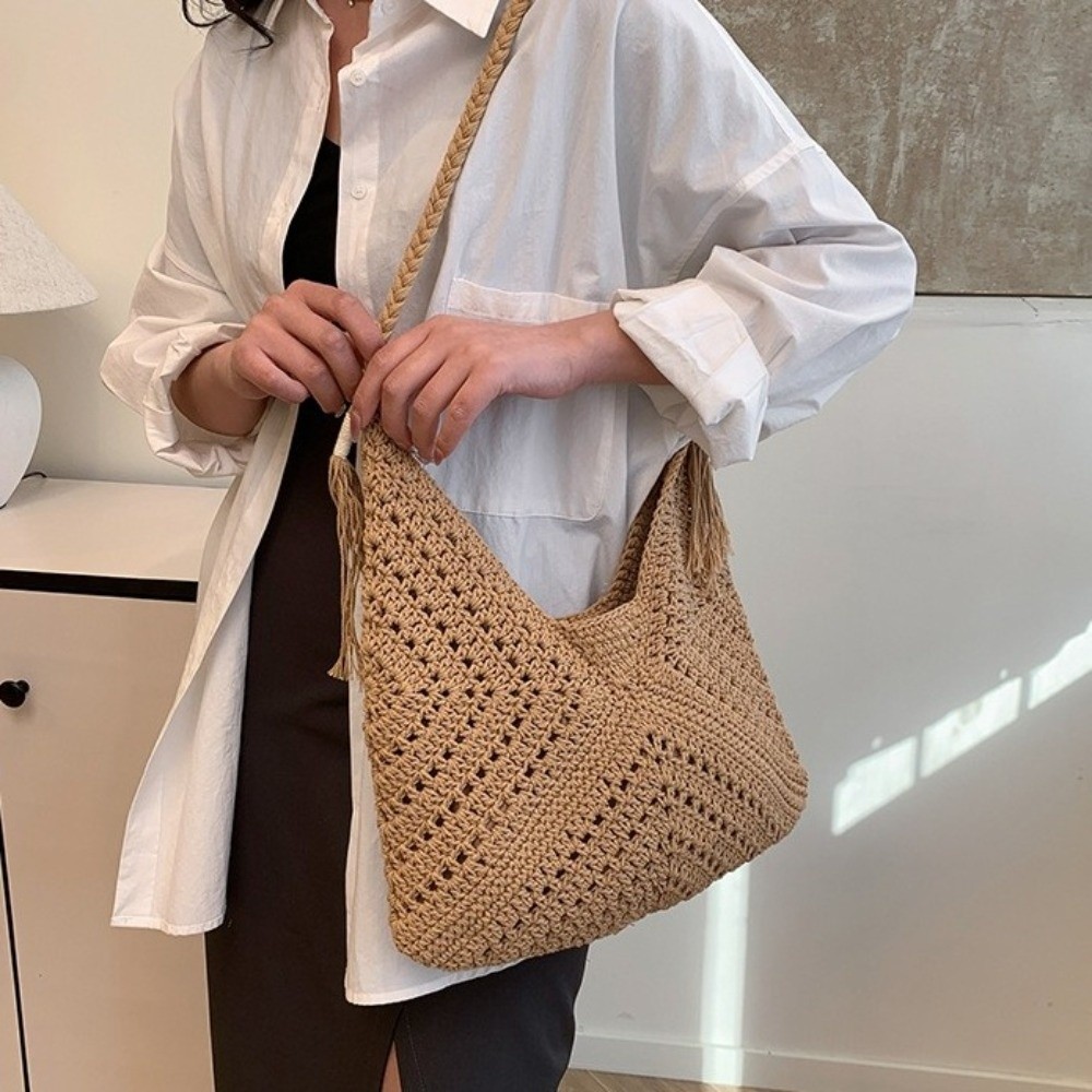 Summer Bohemian Knitted Should - Tote Bag Beach 评论和价格