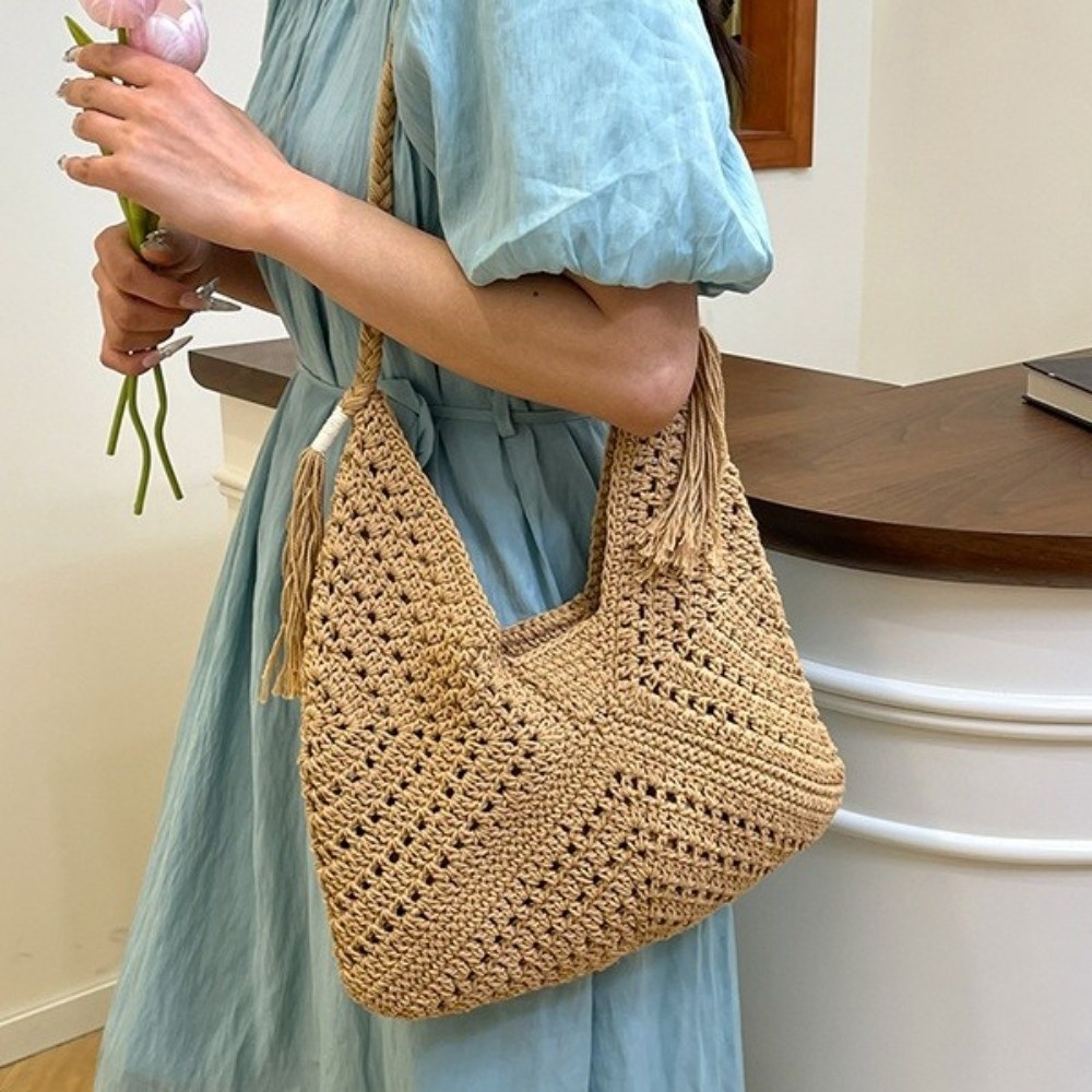 Summer Bohemian Knitted Should - Tote Bag Beach 评论和价格