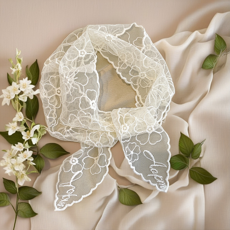Lace French Silk Scarf Retro W - Headband Summer Knit 评论和价格