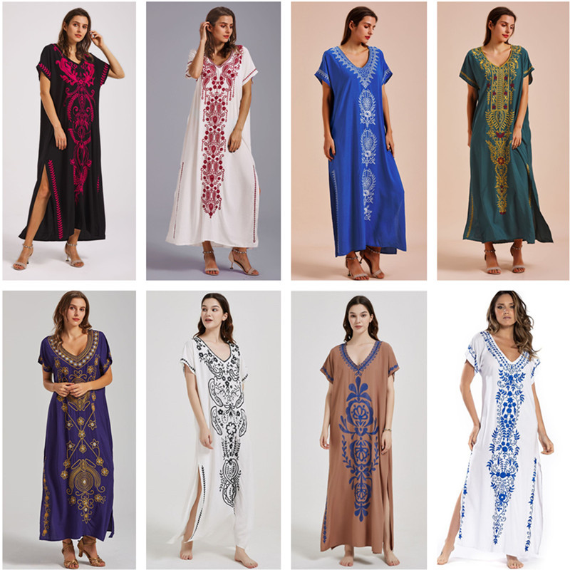 Swimsuit Cover Ups Embroidery  - Cover Up Kaftan 评论和价格