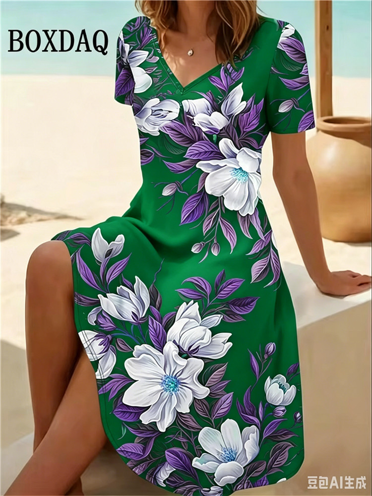 6XL Plus Size Women Dresses Su - Romper Floral Print 评论和价格
