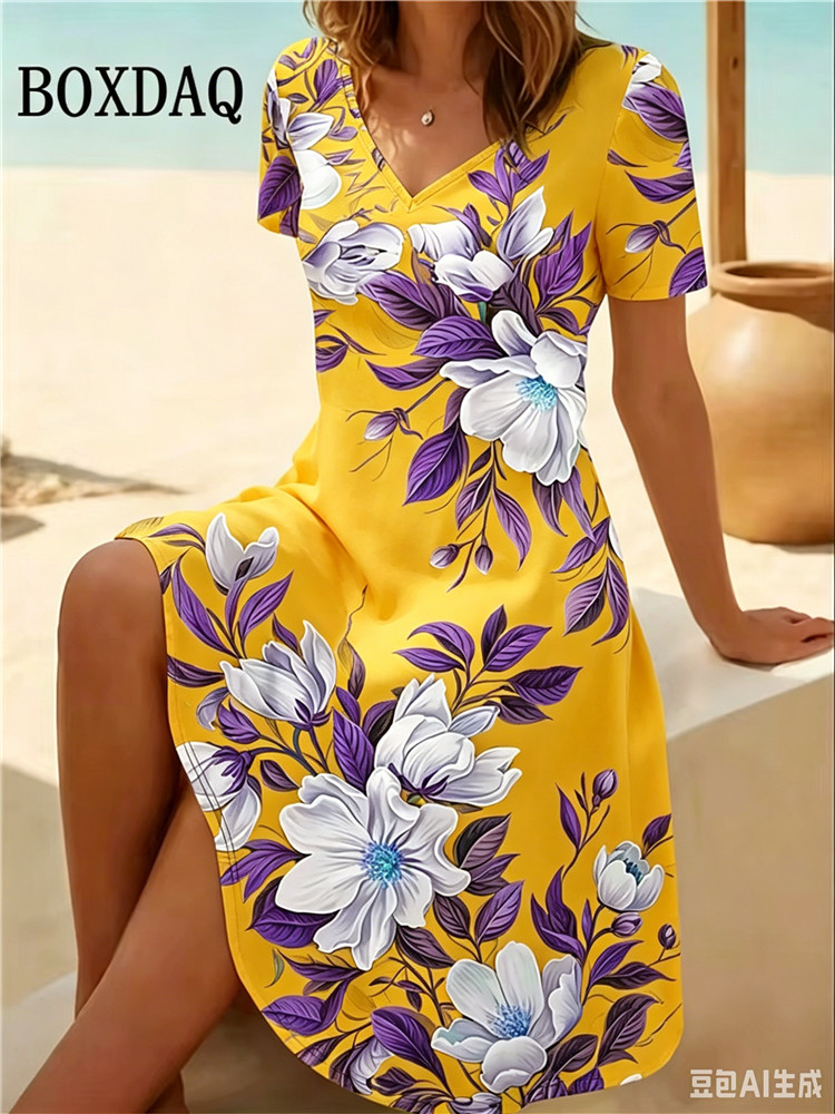 6XL Plus Size Women Dresses Su - Romper Floral Print 评论和价格