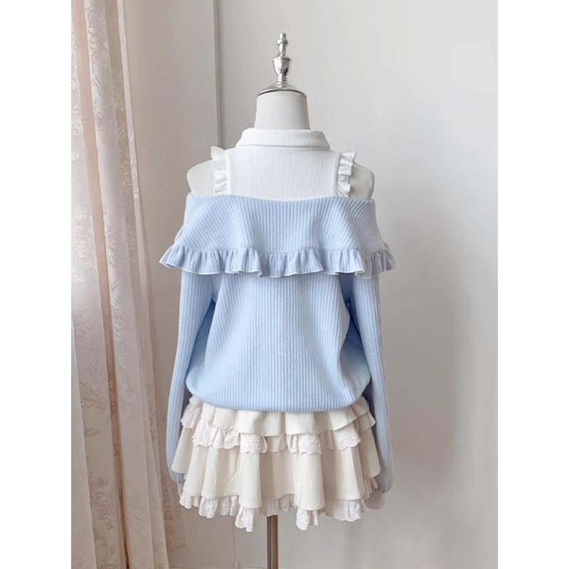 Kawaii Soft Girl Lolita 2 Piec - Blouse Off Shoulder 评论和价格
