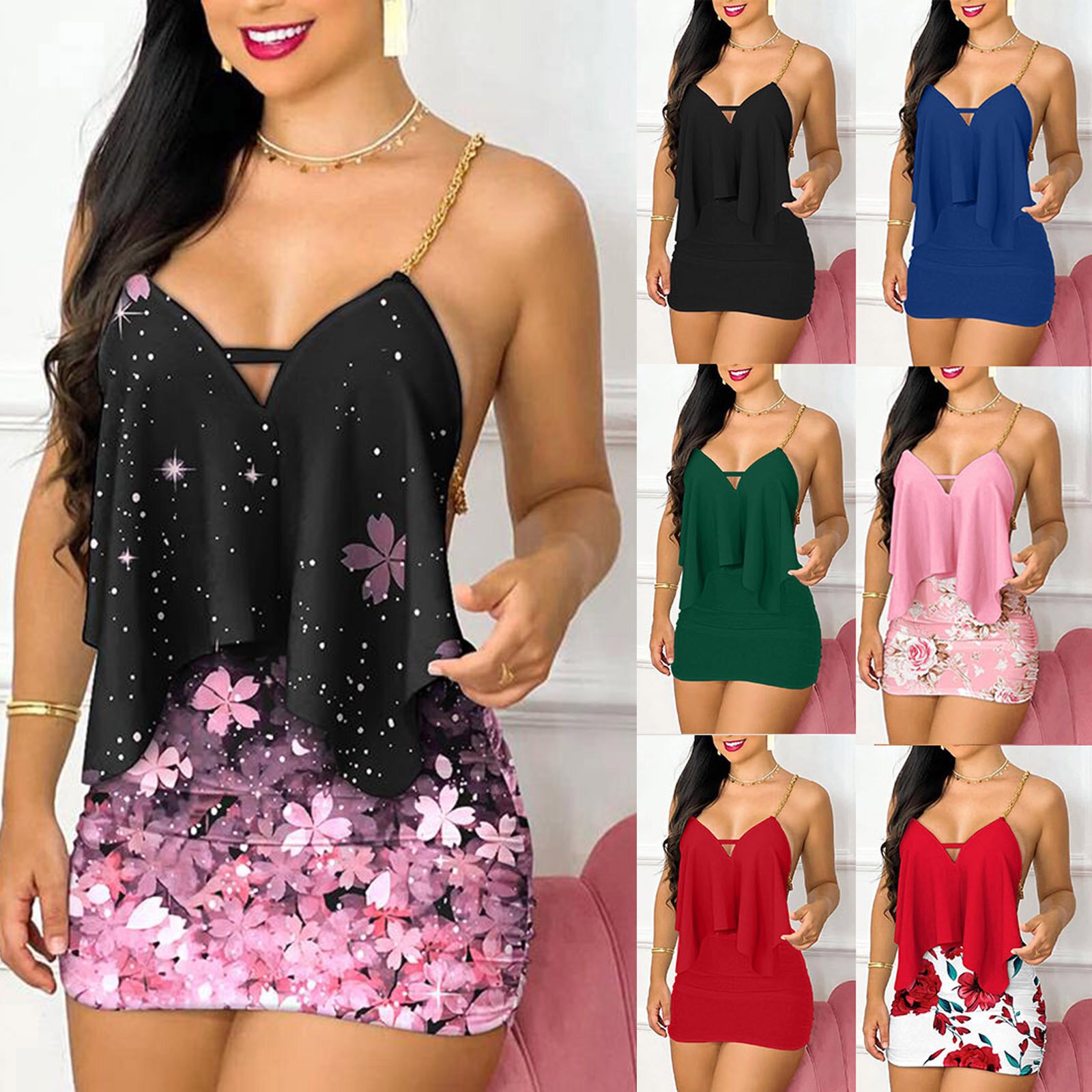 Womens Dresses Summer Fashion  - Romper Floral Print 评论和价格
