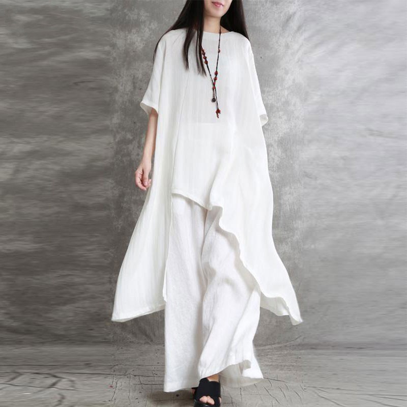 Women's Cotton Linen 2-piece S - Linen Pant Wide 评论和价格