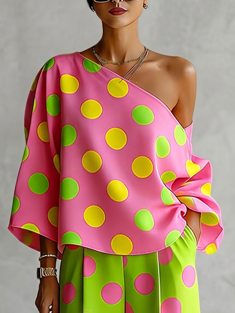Missuoo Women's Polka Dot 2 Pi - Blouse Off Shoulder 评论和价格