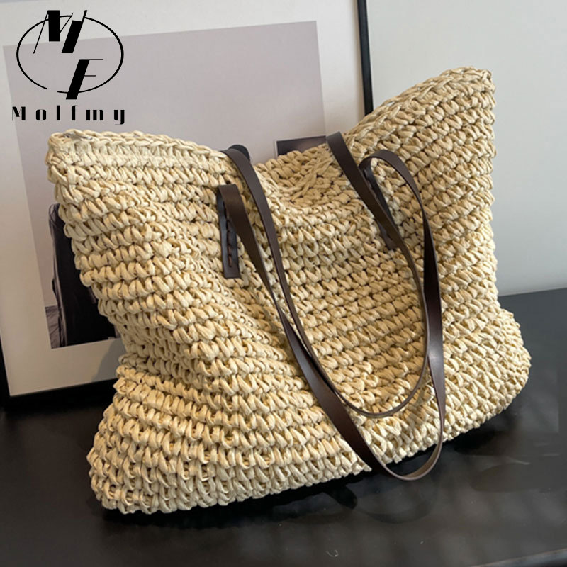 Straw Woven Tote Bags Casual L - Crochet Bag Raffia 评论和价格