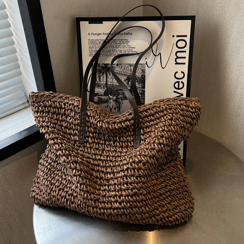 Straw Woven Tote Bags Casual L - Crochet Bag Raffia 评论和价格