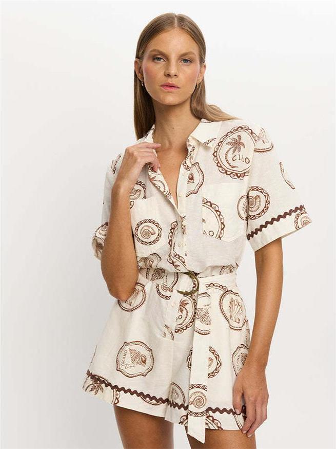 Elegant Floral Print Linen Wra - Linen Dress Wrap 评论和价格