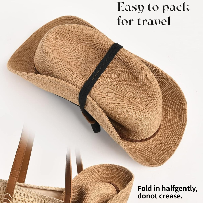 1pc Summer Straw Beach Sun Hat - Hat Floppy Wide 评论和价格