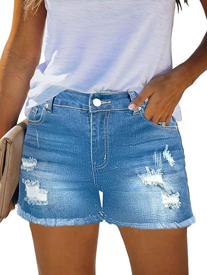 Casual Vintage Denim Shorts Hi - Shorts Denim Frayed 评论和价格