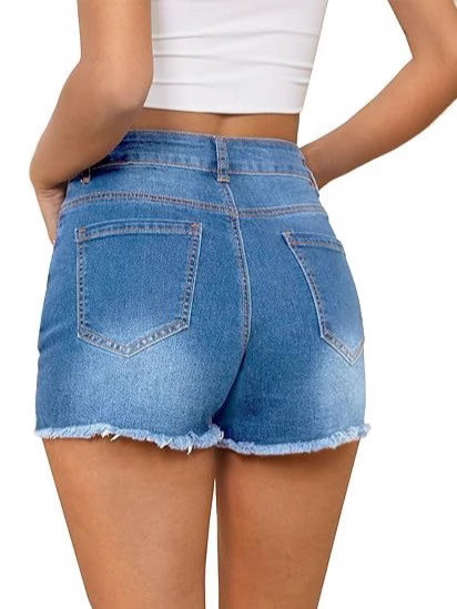 Casual Vintage Denim Shorts Hi - Shorts Denim Frayed 评论和价格