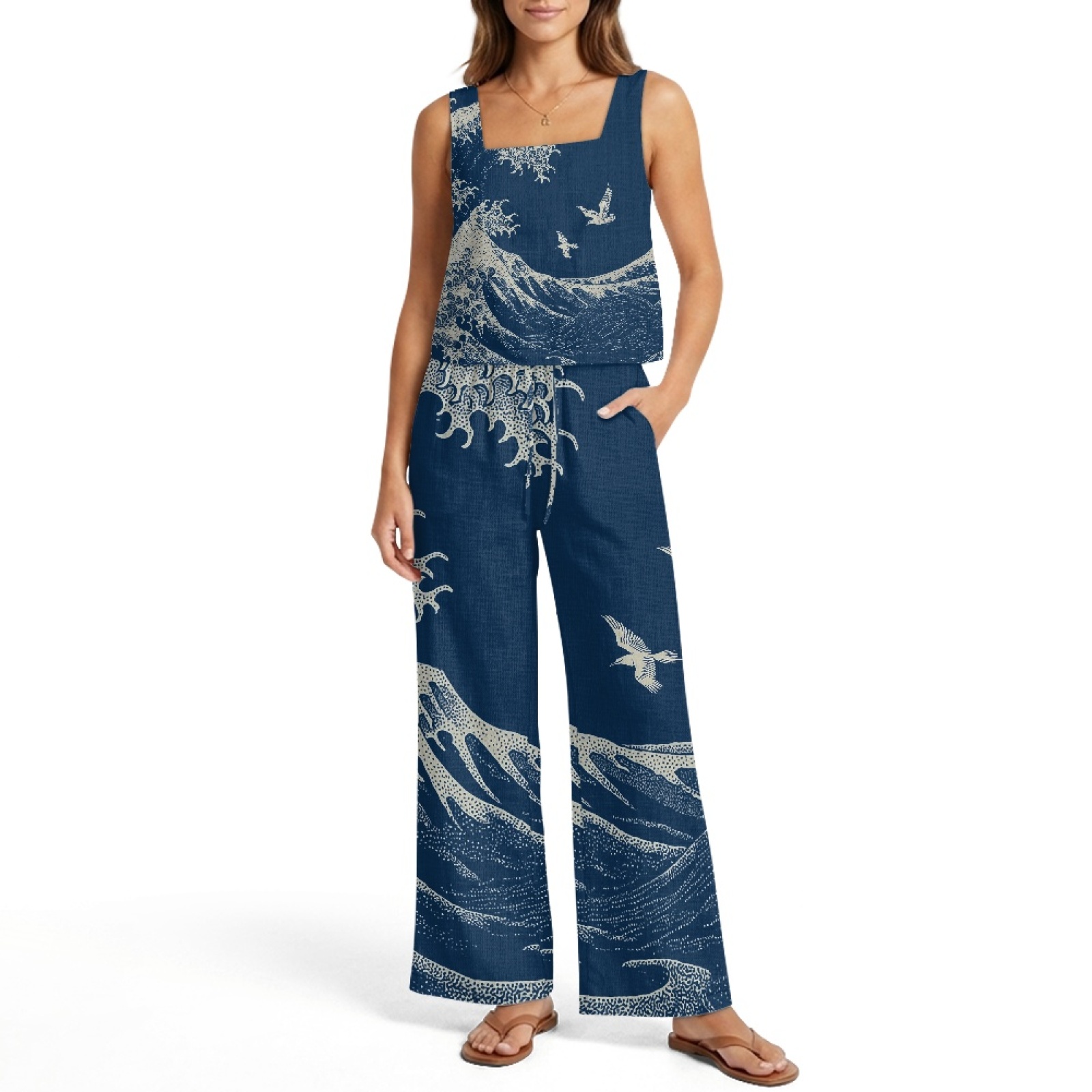 INSTANTARTS Women’s Linen Vest - Linen Pant Wide 评论和价格