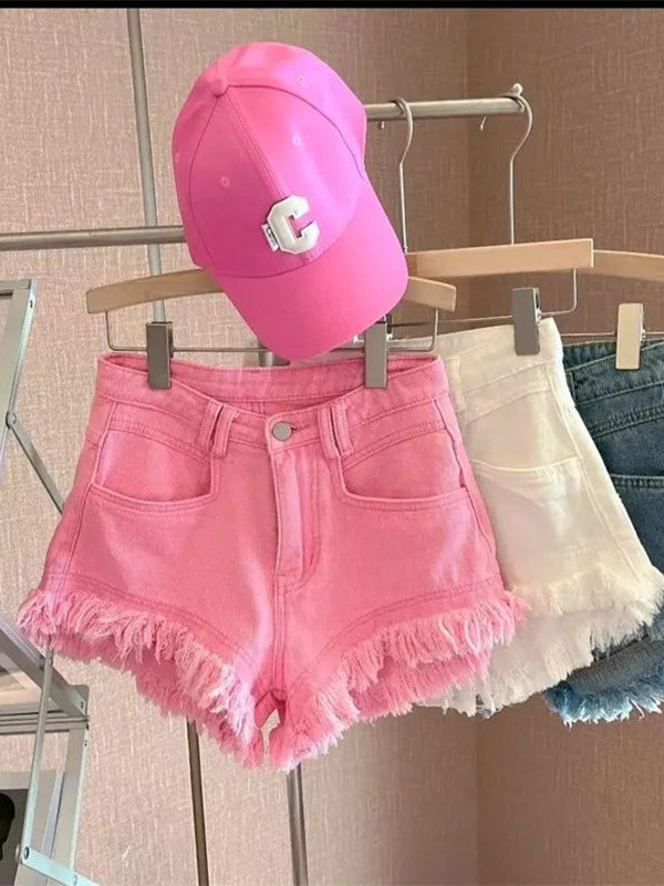 Casual Korean Style Frayed Hem - Shorts Denim Frayed 评论和价格