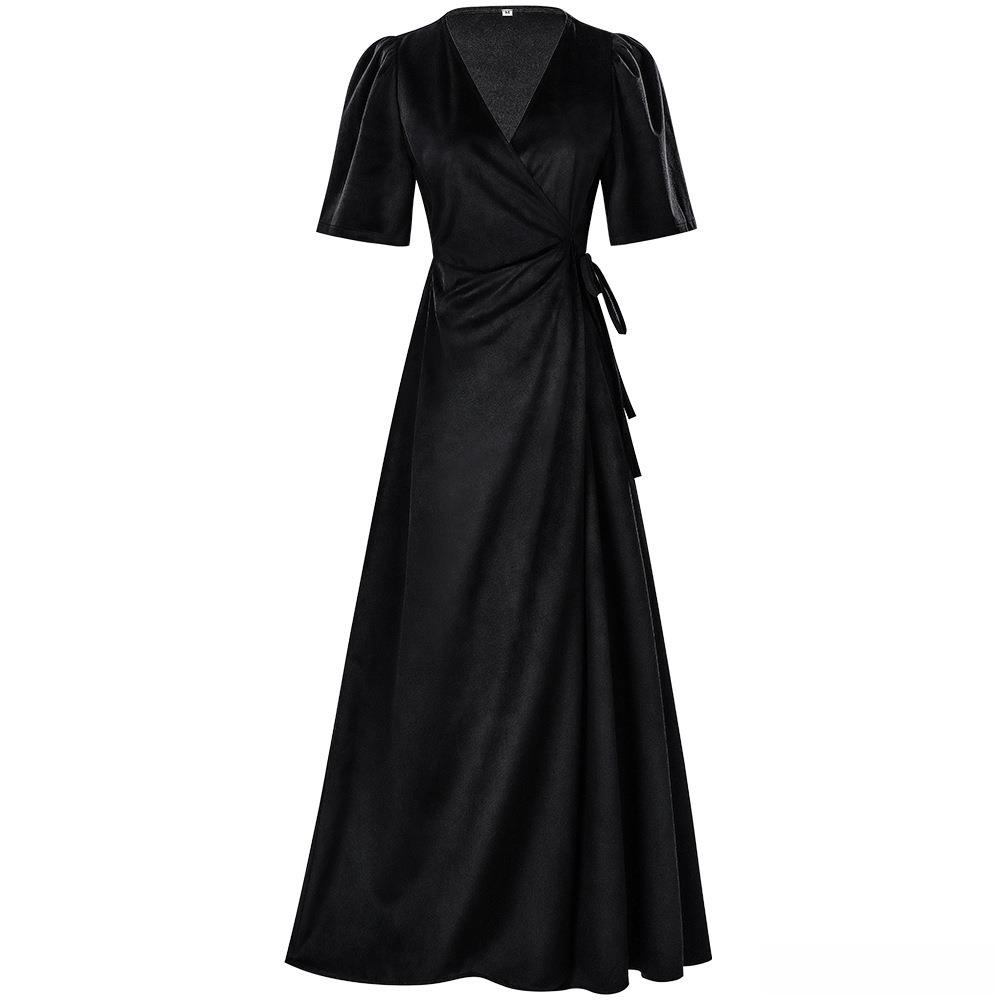 Ladies Long V-Neck Wrap Slim P - Linen Dress Wrap 评论和价格