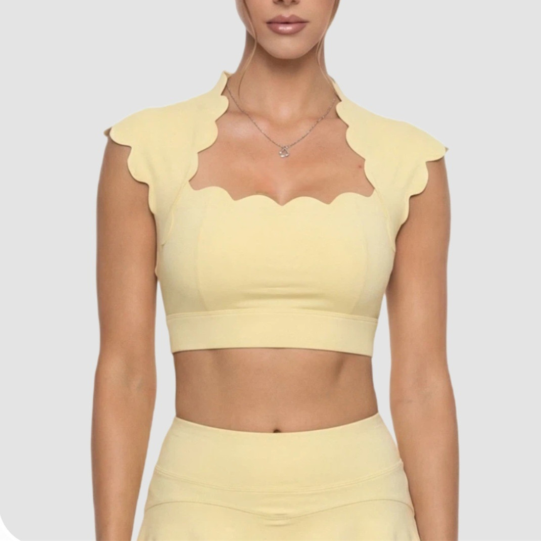Pad Wavy Women Sports Vest Yog - Crop Top Crochet 评论和价格
