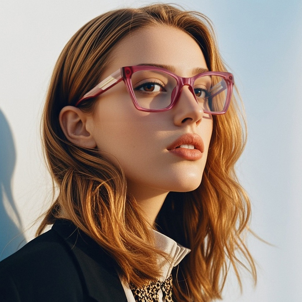Cat Eye Large Frame Anti Blue  - Sunglasses Cat Eye 评论和价格