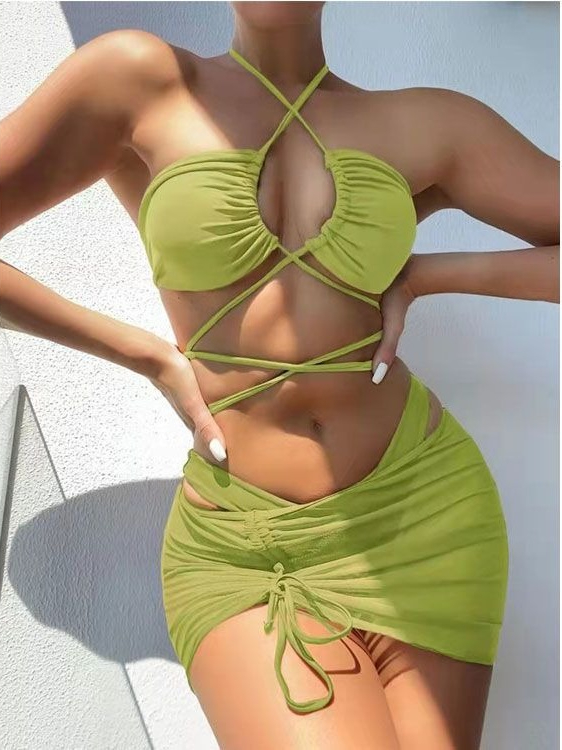 Ladies High Waist Split Bikini - Swimsuit Bikini Ruched 评论和价格