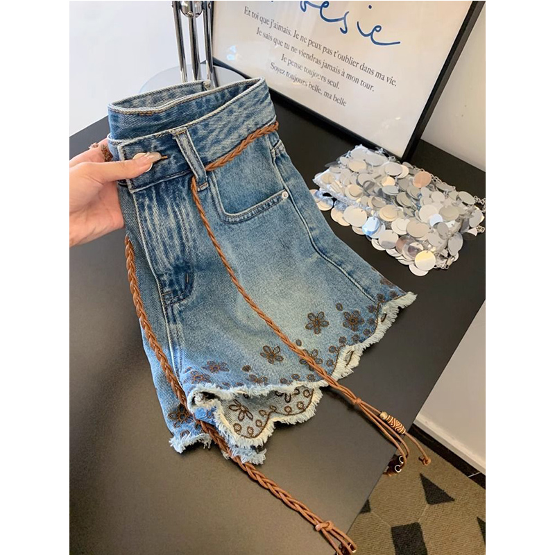 Breathable Vintage Denim Short - Shorts Denim Frayed 评论和价格