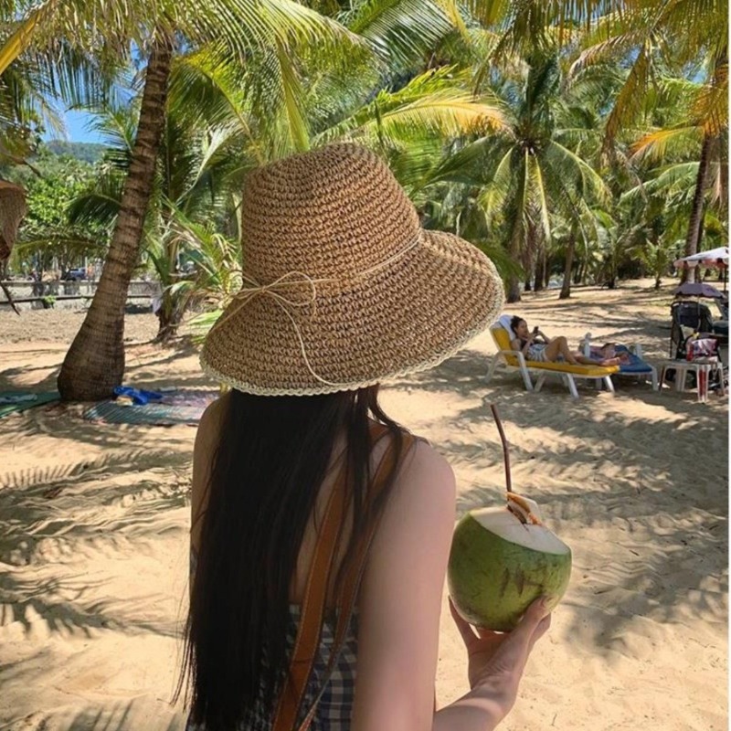 1pc Women's Summer Beach Straw - Hat Floppy Wide 评论和价格