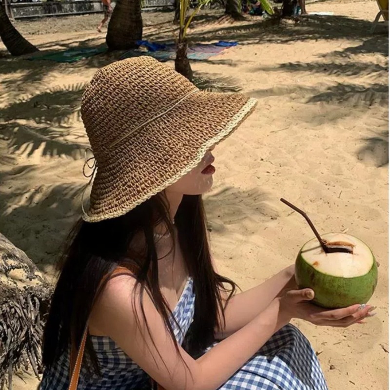 1pc Women's Summer Beach Straw - Hat Floppy Wide 评论和价格